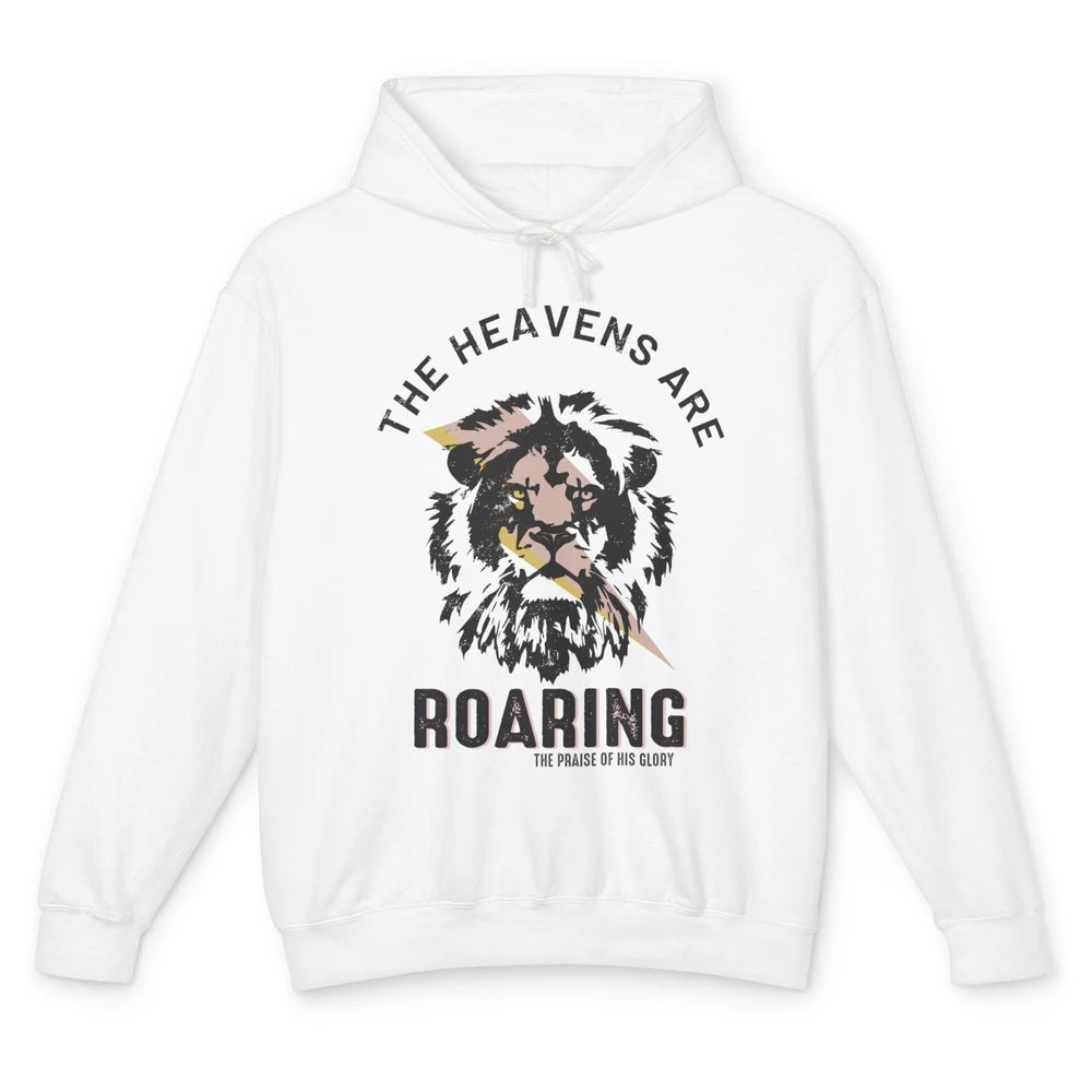 Lion Lightning Bolt Heavens Are Roaring Christian Catholic Unisex Lightweight Hoodie