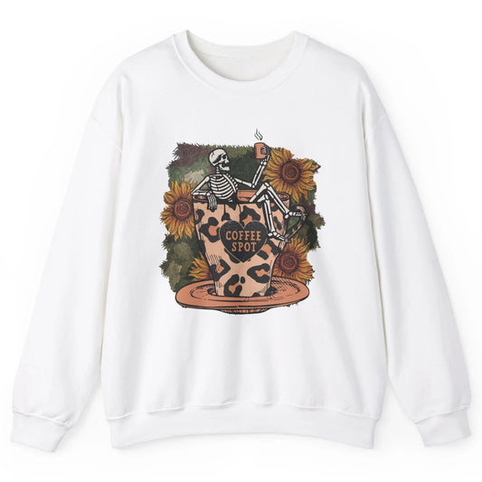 Sunflower Skeleton Dead Inside But Caffeinated Coffee Lovers Unisex Crewneck Sweatshirt