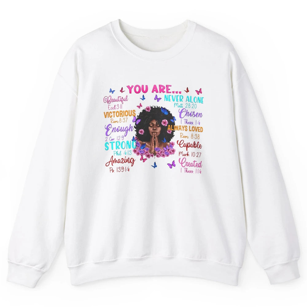 Afro Women Christian God Says I Am Bible Verse Religious Unisex Crewneck Sweatshirt