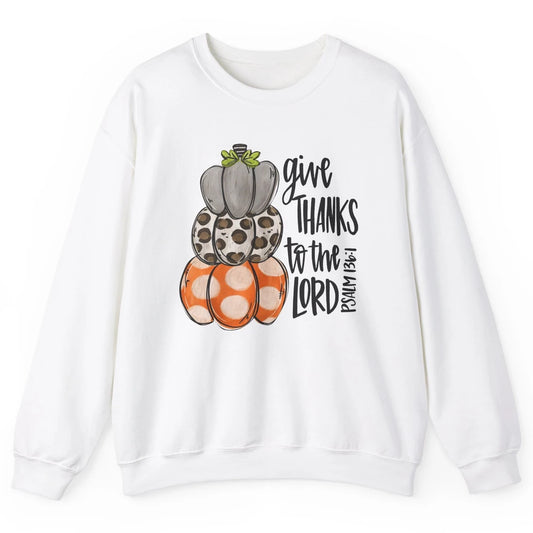 Retro Pumpkin Give Thanks To The Lord Christian Thanksgiving Unisex Crewneck Sweatshirt