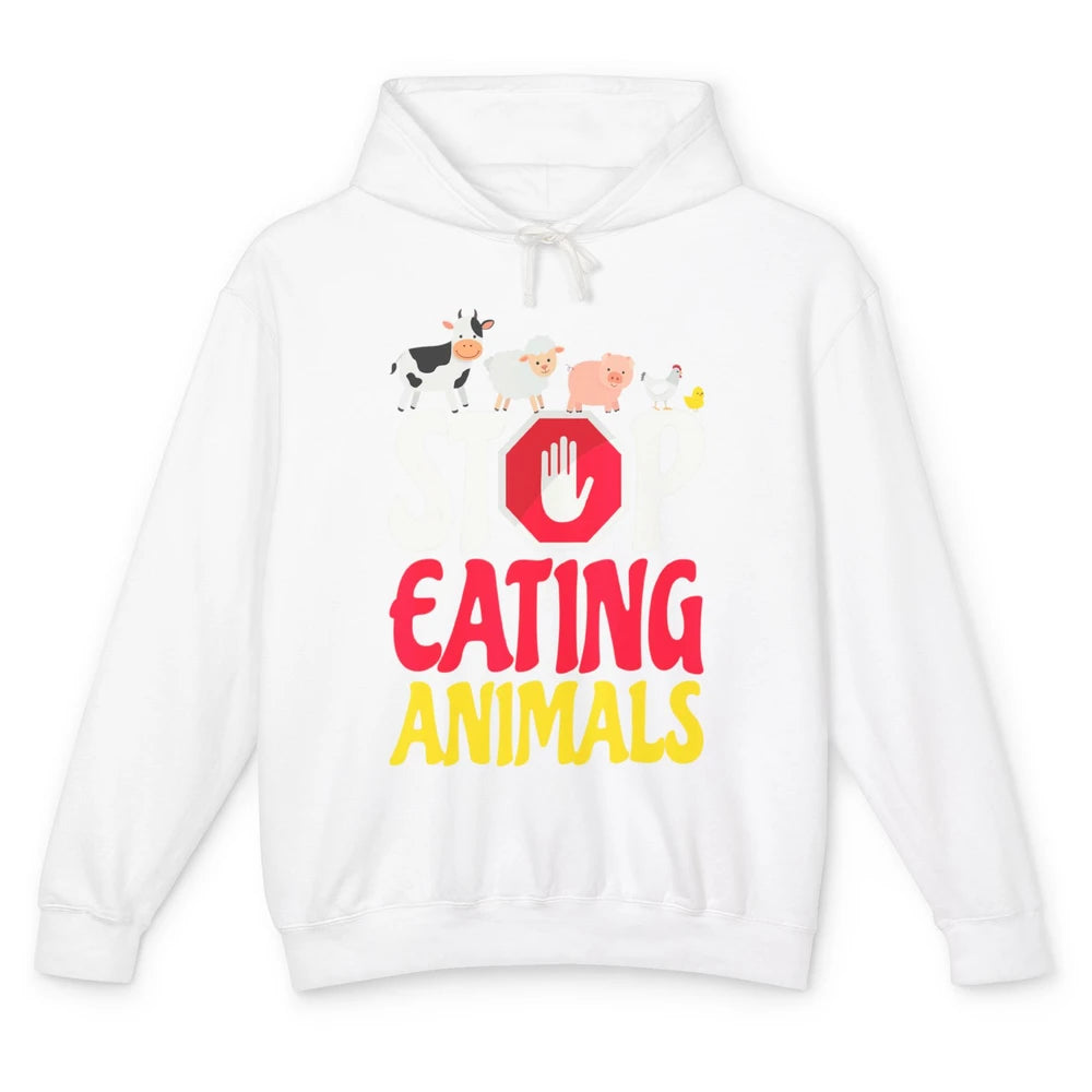 Stop Eating Animal Vegetable Minimal Vegan Healthy Lifestyle Unisex Lightweight Hoodie