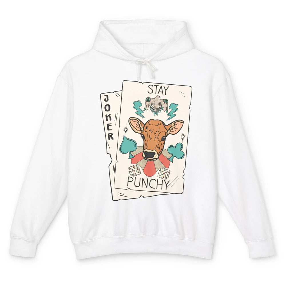 Calf Cow Stay Punchy Playing Cards Western Country Cattles Unisex Lightweight Hoodie