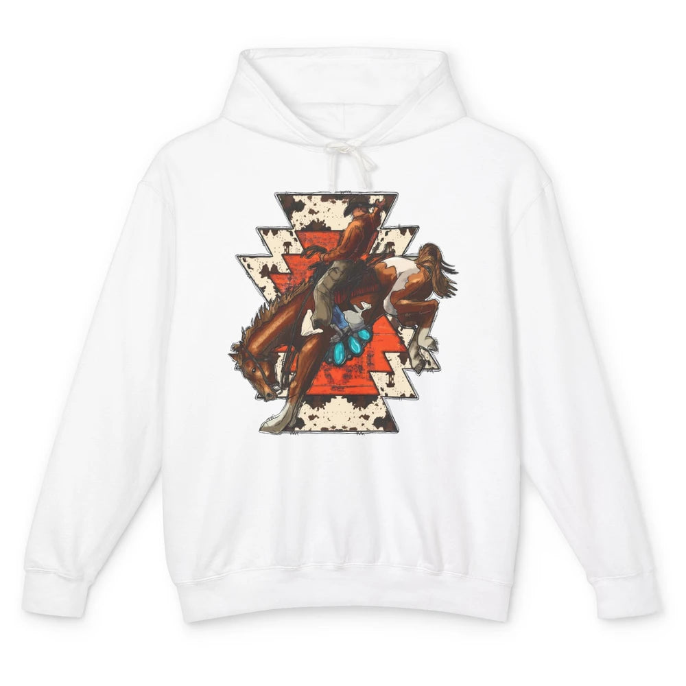 Aztec Cowhide Rodeo Hold Your Horses Cowboy Western Gemstone Unisex Lightweight Hoodie