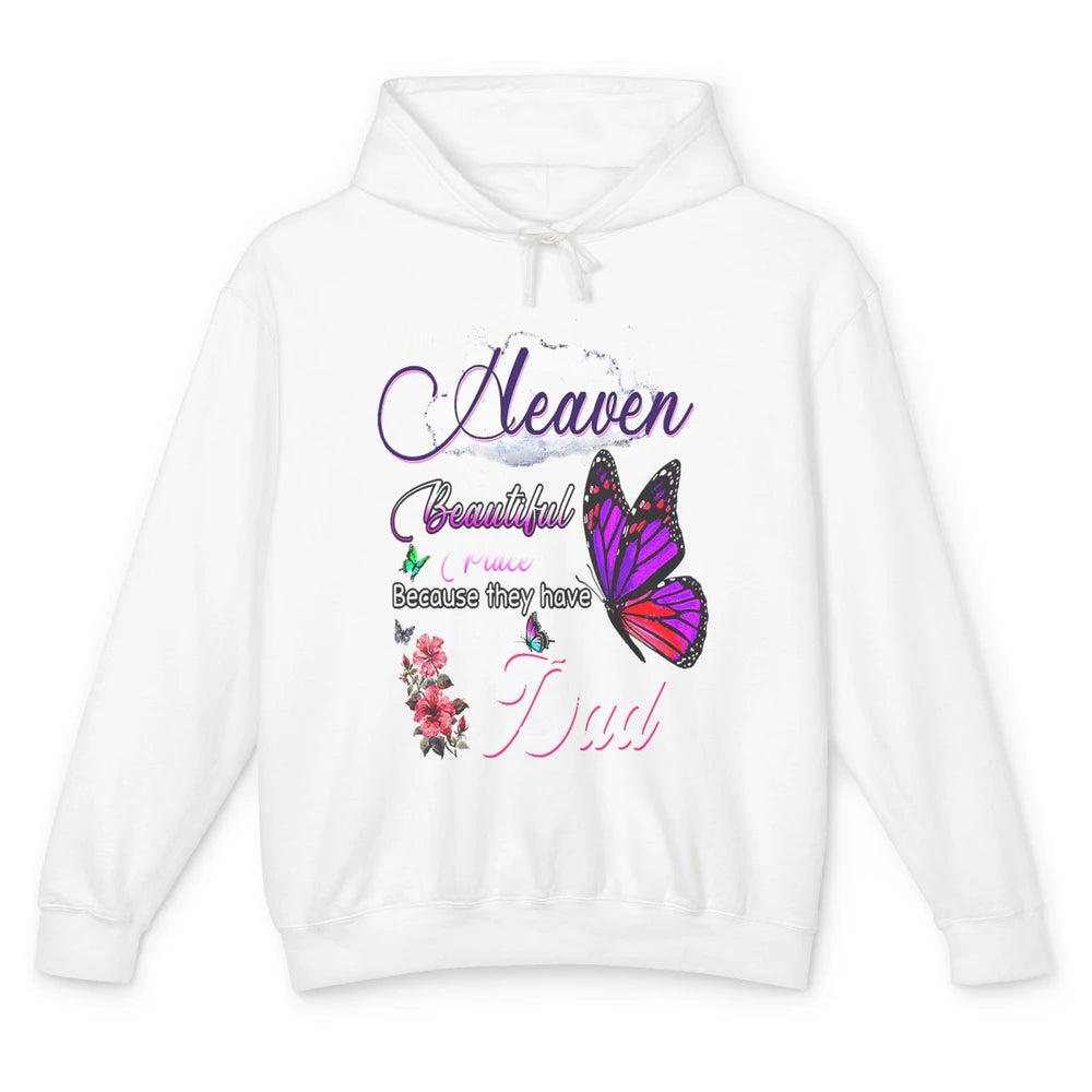 Heaven Is Beautiful Have Dad In Heaven Angel Wings Guardian Unisex Lightweight Hoodie