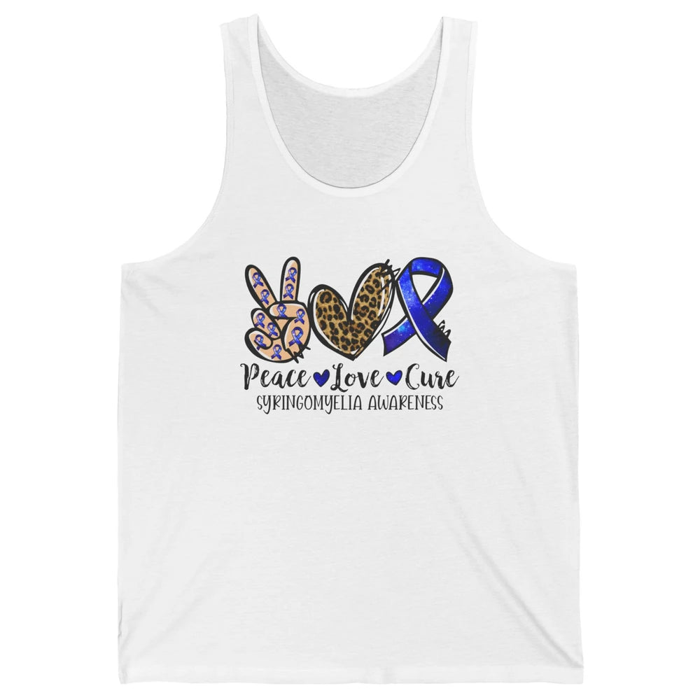 Syringomyelia Awareness Blue Ribbon Peace Love Cure Unisex Jersey Tank