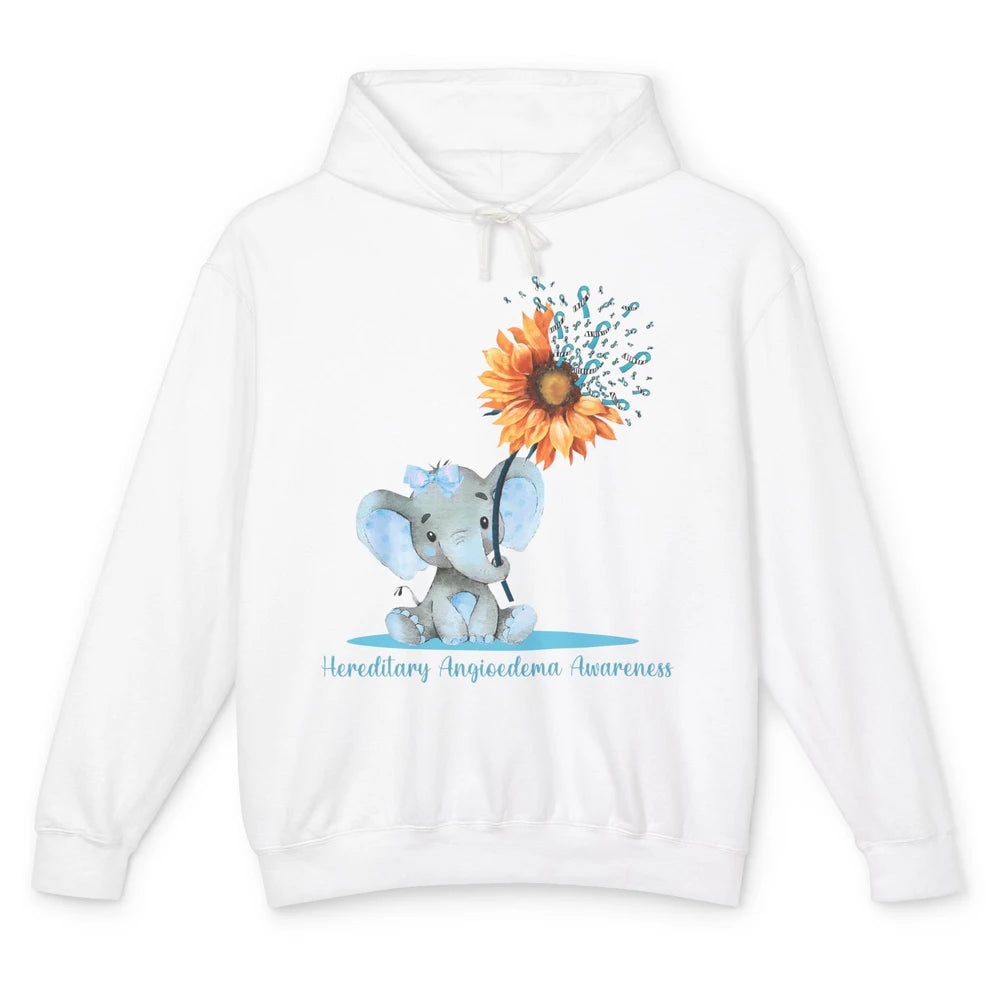 Hereditary Angioedema Awareness Ribbon Baby Elephant Daisy Unisex Lightweight Hoodie