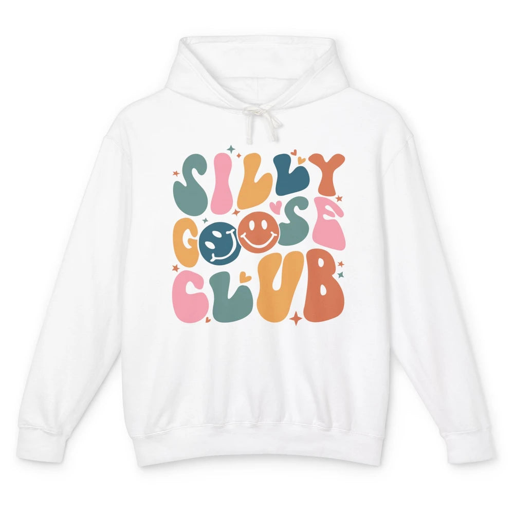 Funny Goose Silly Goose Club Retro Groovy Sarcastic Goose Unisex Lightweight Hoodie