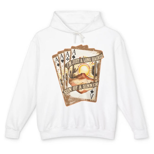 Retro Desert Sunset Long Haired Son Of Sinner Cards Western Unisex Lightweight Hoodie