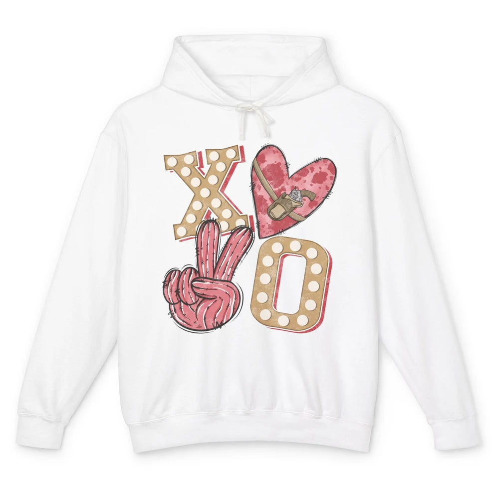 XOXO Hugs And Kisses Leopard Heart Cowboy Love Rodeo Western Country Unisex Lightweight Hoodie