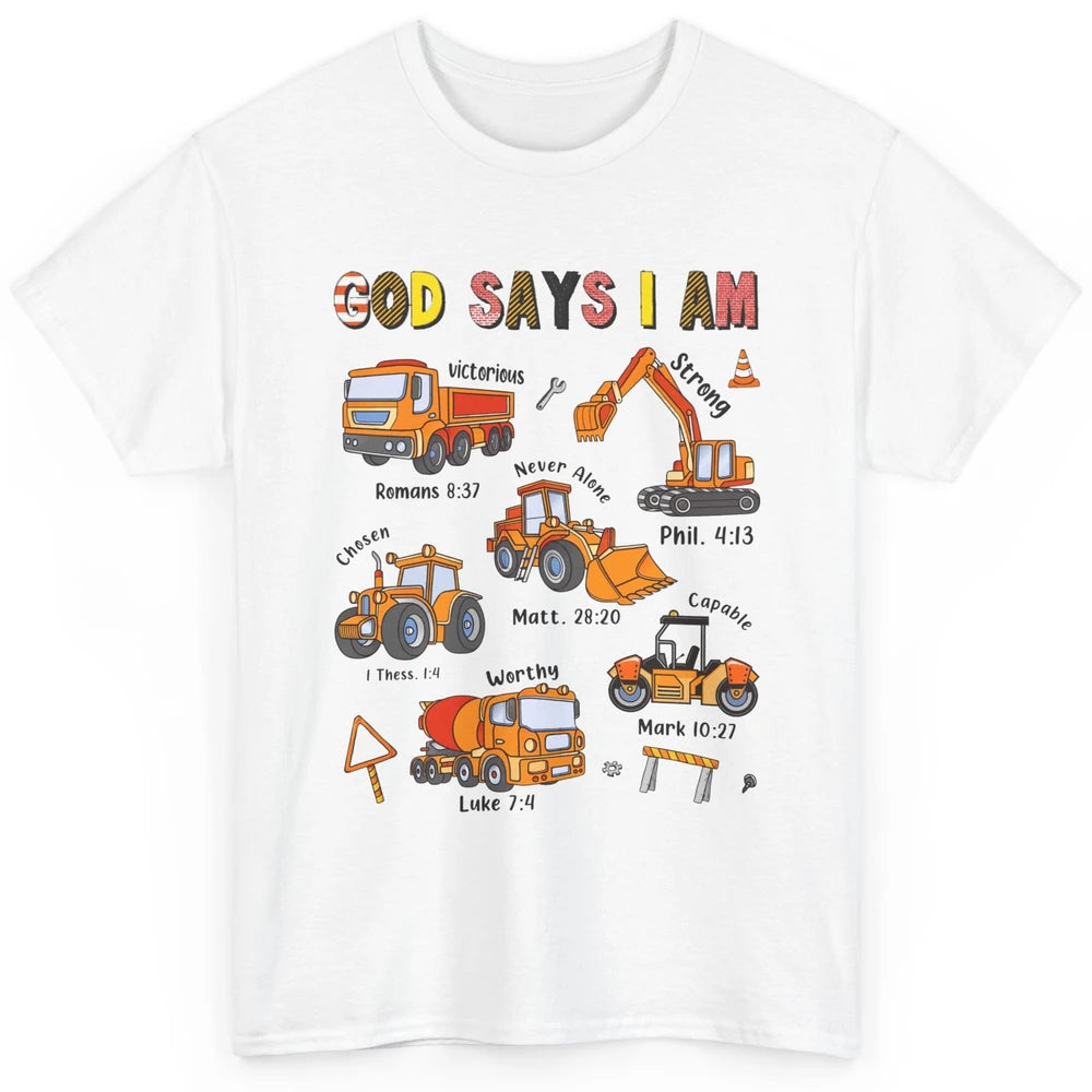 Construction Boy Christian God Say I'm Bible Verse Religious Classic Unisex T-Shirt