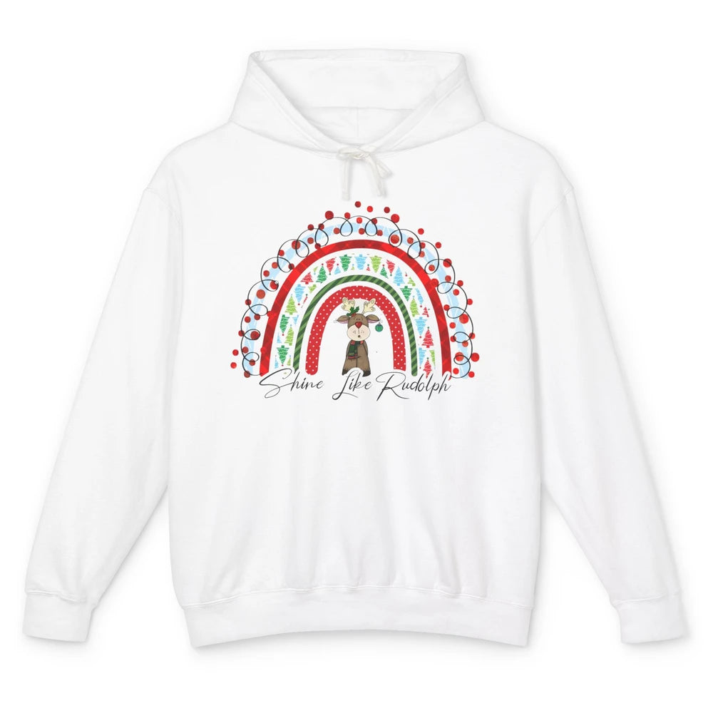 Boho Christmas Tree Rainbow Shine Like Reindeer Christmas Unisex Lightweight Hoodie