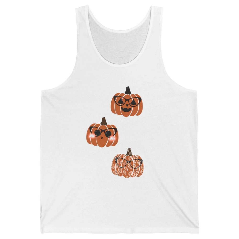 Three Pumpkin Eyeglasses Optician Life Halloween Optometrist Unisex Jersey Tank