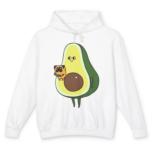 Avocado With Pug Funny Avocado Vegan Pug Lovers Gift Unisex Lightweight Hoodie