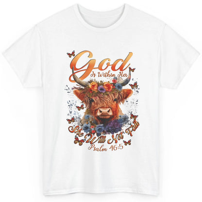 Christian Highland Cow God Is Within Her Bible Religious Classic Unisex T-Shirt