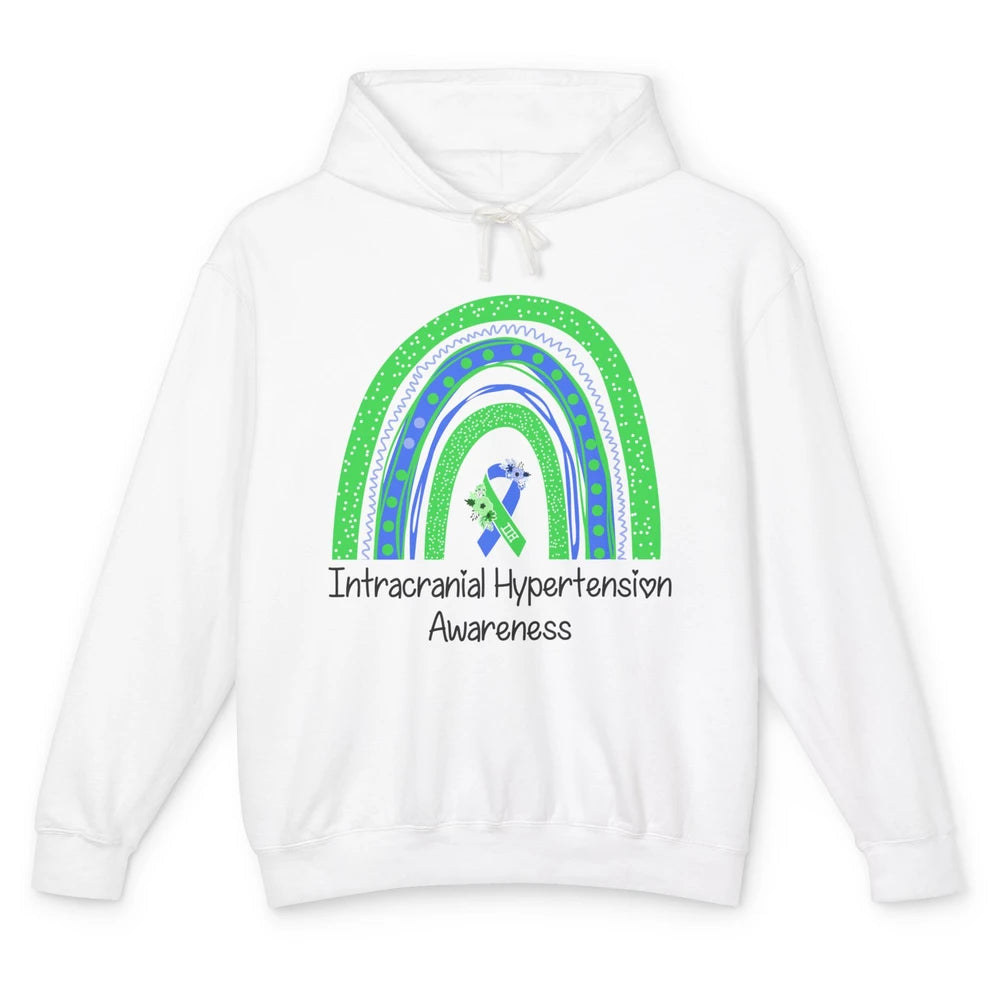 Intracranial Hypertension IIH Awareness Blue Green Rainbow Unisex Lightweight Hoodie