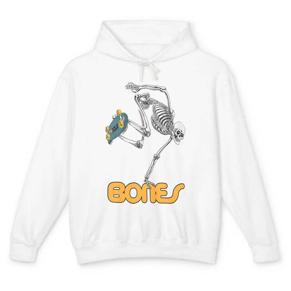 Funny Skeleton Skateboarding Halloween Bones Costume Gift Unisex Lightweight Hoodie