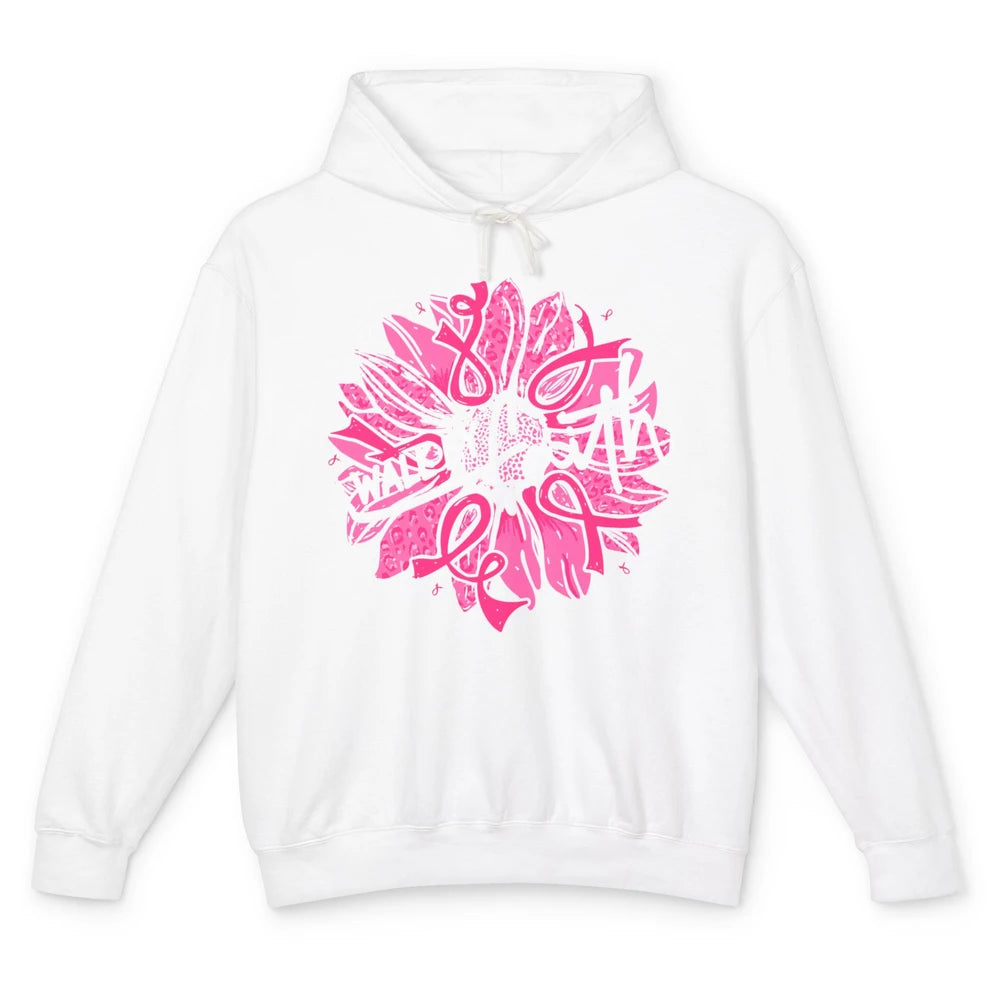 Walk By Faith Breast Cancer Awareness Pink Ribbon Sunflower Unisex Lightweight Hoodie