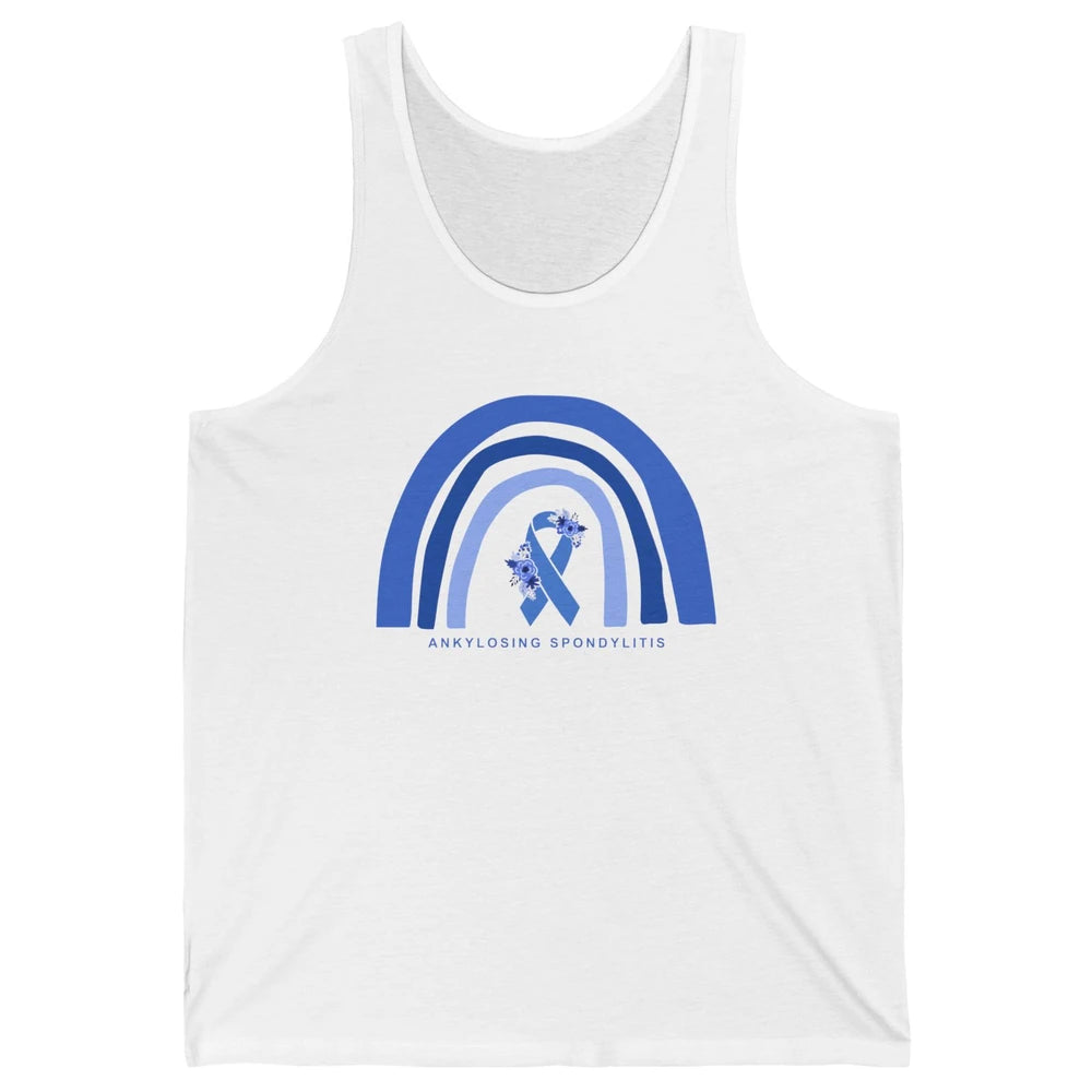 Ankylosing Spondylitis Awareness Support Floral Blue Ribbon Unisex Jersey Tank