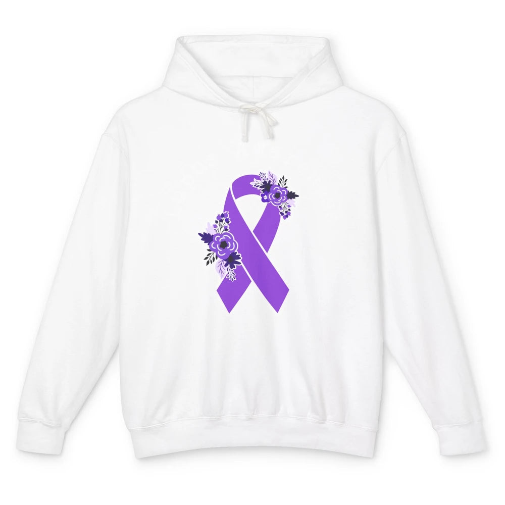 Lupus Awareness Support Floral Purple Ribbon Lupus Month Unisex Lightweight Hoodie