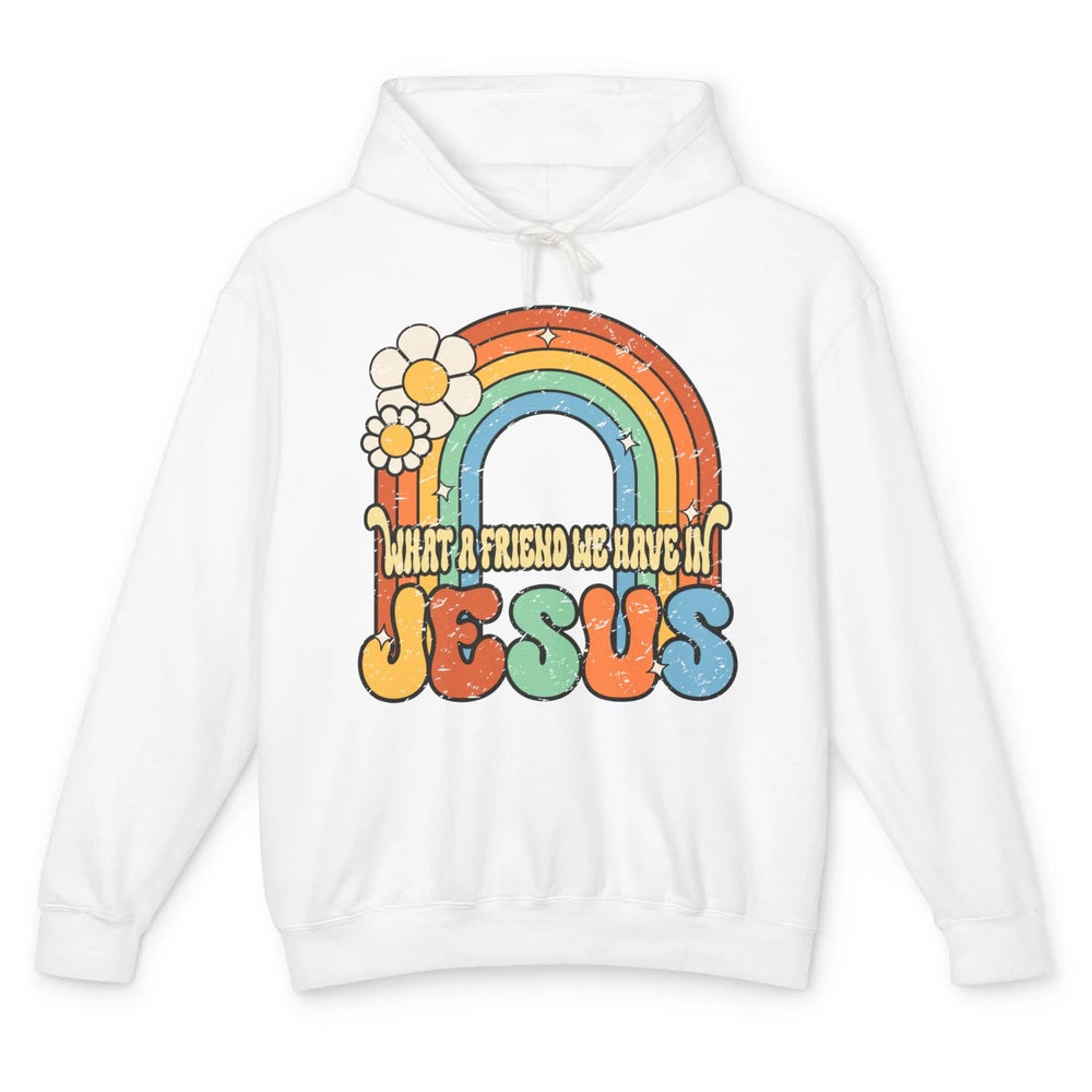 Boho Rainbow Christian What A Friend We Have In Jesus God Unisex Lightweight Hoodie