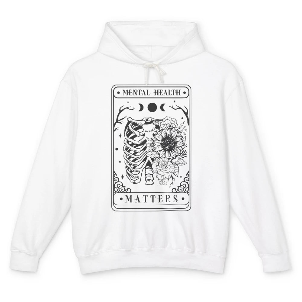 Floral Rib Cage Mental Health Matters Tarot Card Halloween Unisex Lightweight Hoodie