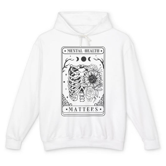 Floral Rib Cage Mental Health Matters Tarot Card Halloween Unisex Lightweight Hoodie