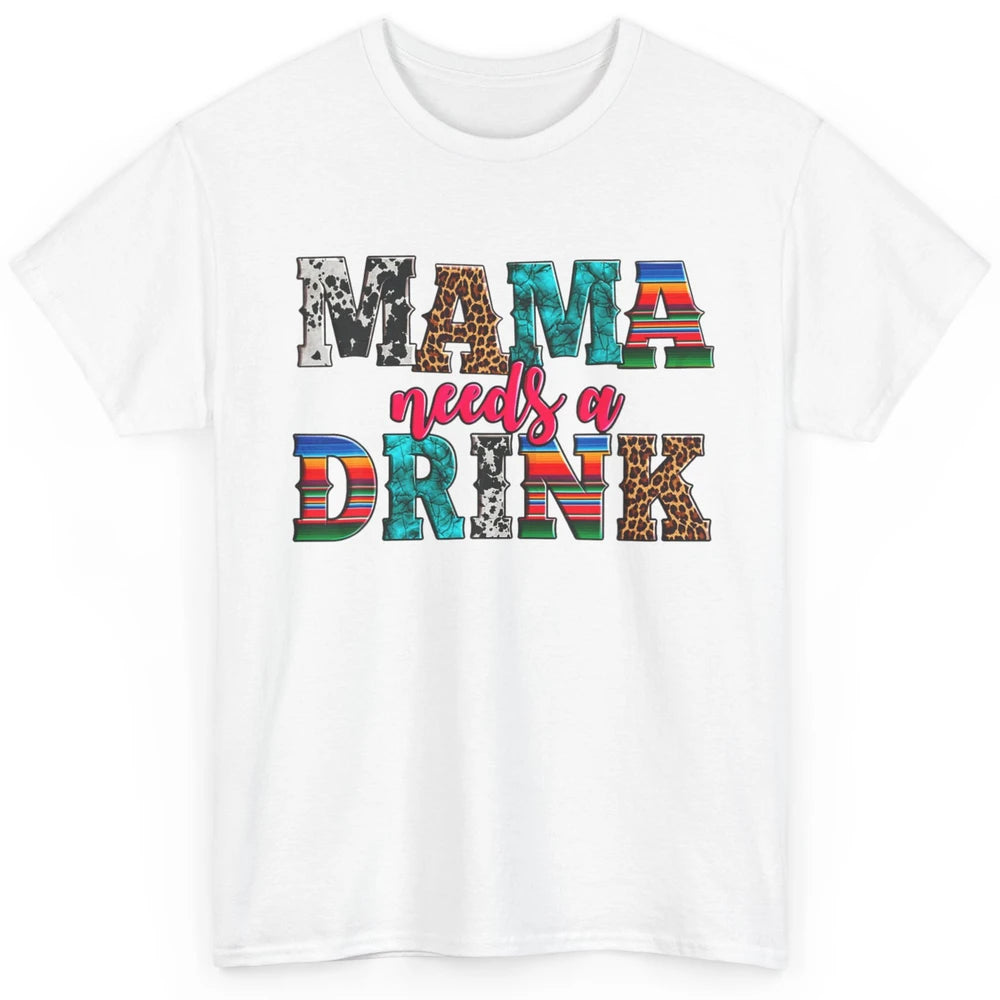 Western Mama Needs Drink Leopard Turquoise Mothers Day Retro Classic Unisex T-Shirt