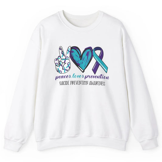 Suicide Prevention Awareness Ribbon Peace Love Prevention Unisex Crewneck Sweatshirt