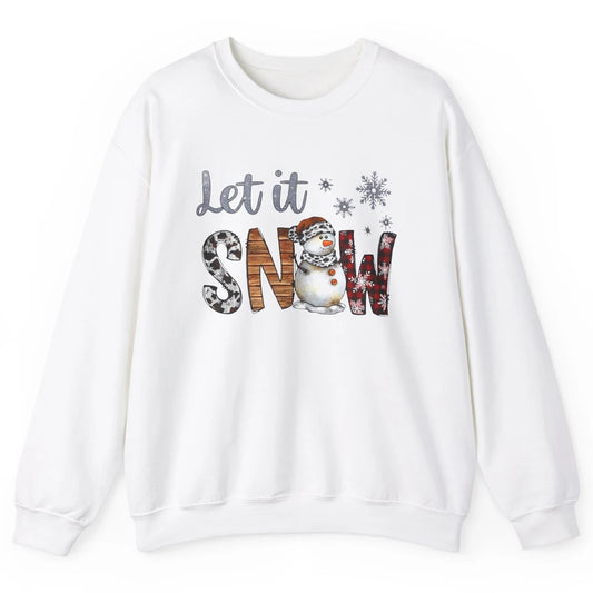 Leopard Snowman Let It Snow Snowflakes Western Christmas Unisex Crewneck Sweatshirt