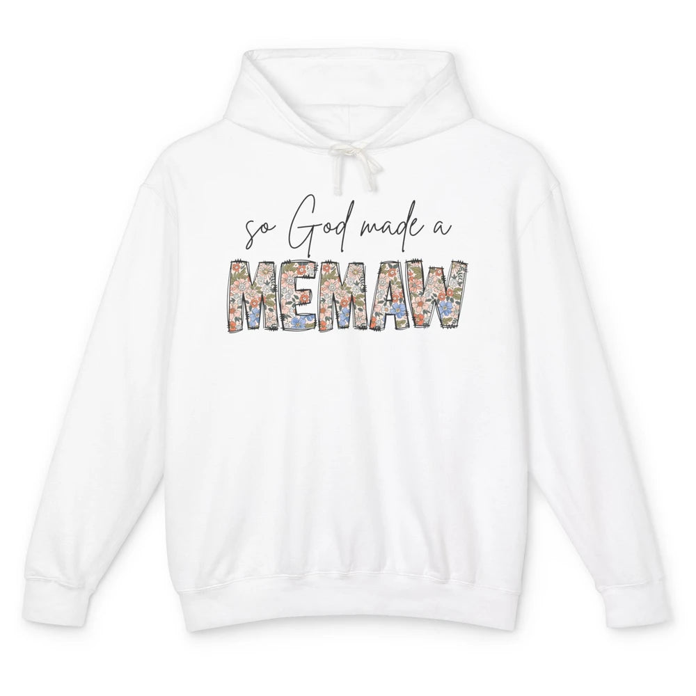 Floral Boho So God Made A Memaw Grandmother Mothers Day Unisex Lightweight Hoodie