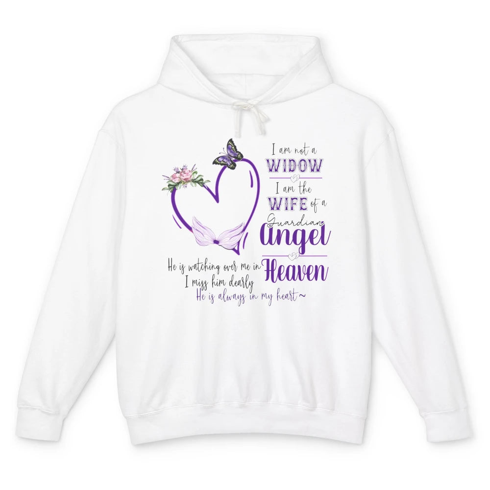 Husband In Heaven I'm Not A Widow Guardian Angel Memorial Unisex Lightweight Hoodie