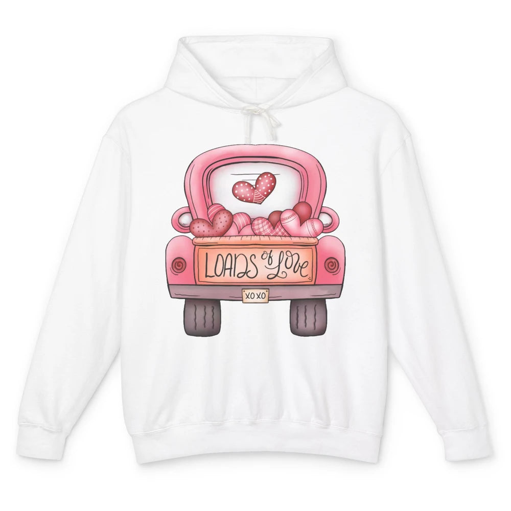 Retro Truck Pink Balloons Loads Of Love Western Valentine Unisex Lightweight Hoodie