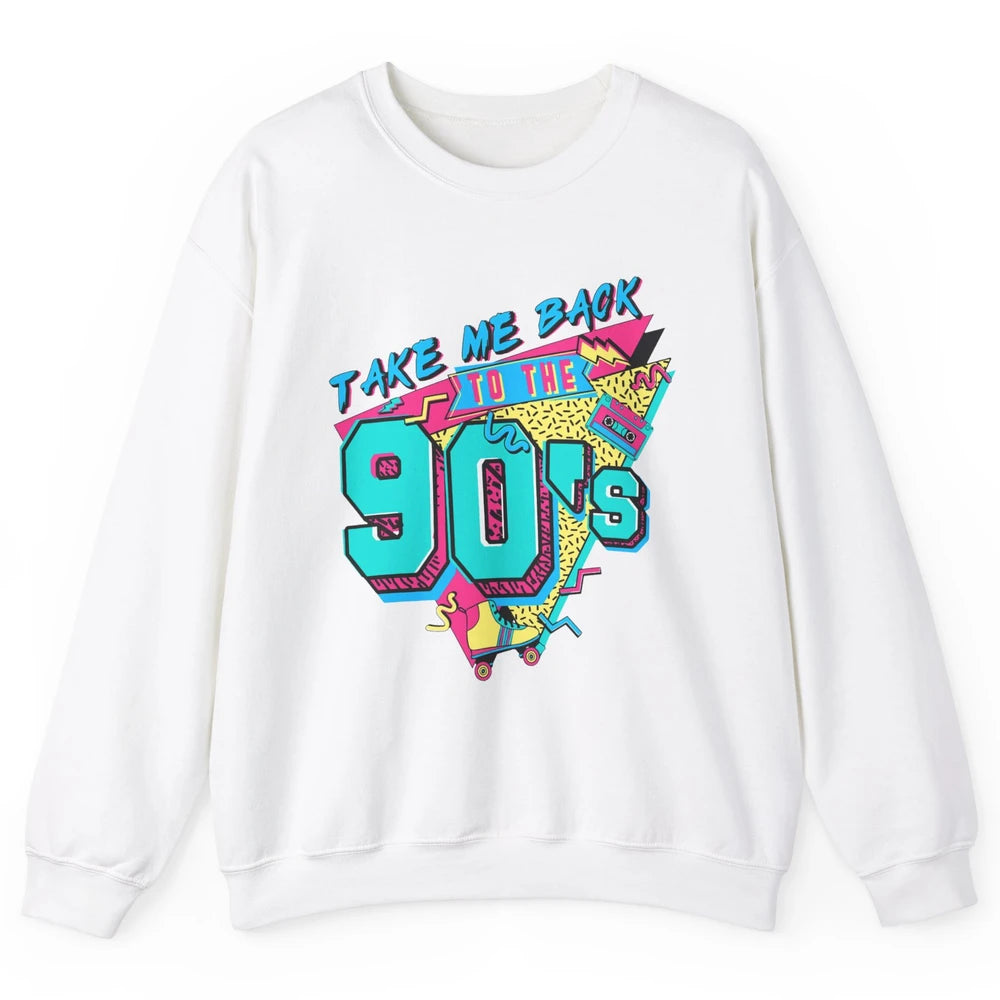 Vintage Take Me Back To The 90s Cassette Retro Rainbow Child Unisex Crewneck Sweatshirt