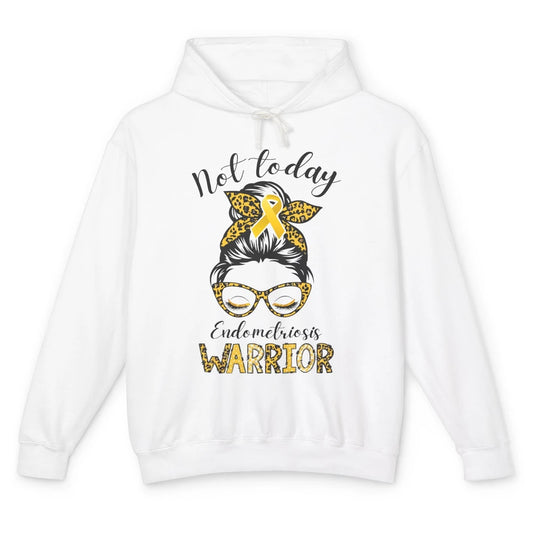 Endometriosis Awareness Leopard Messy Bun Not Today Warrior Unisex Lightweight Hoodie