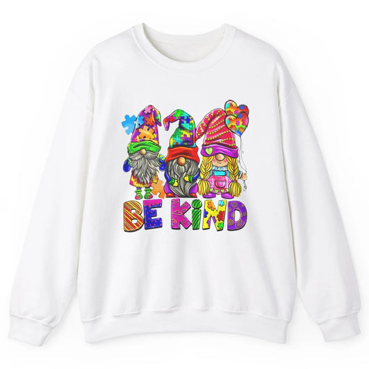 Be Kind Gnome Autism Awareness Month Autistic Jigsaw Puzzle Unisex Crewneck Sweatshirt