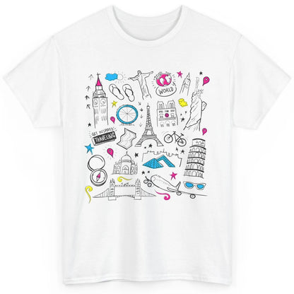 Cute Travel The World Backpacking Summer Break Paris Doodles Classic Unisex T-Shirt