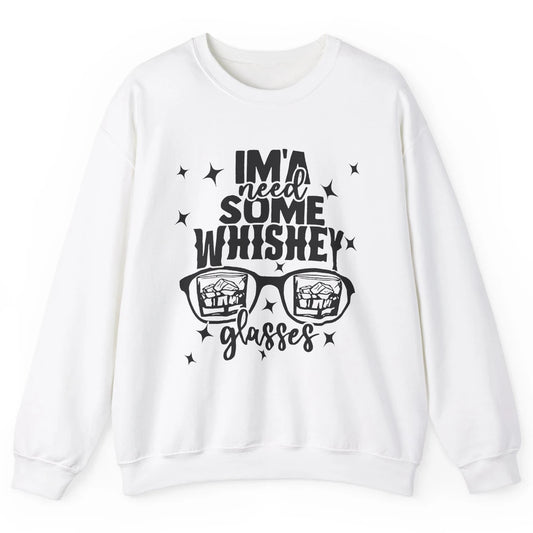 Whiskey Glasses Drink Whiskey See World Through Wine Glasses Unisex Crewneck Sweatshirt