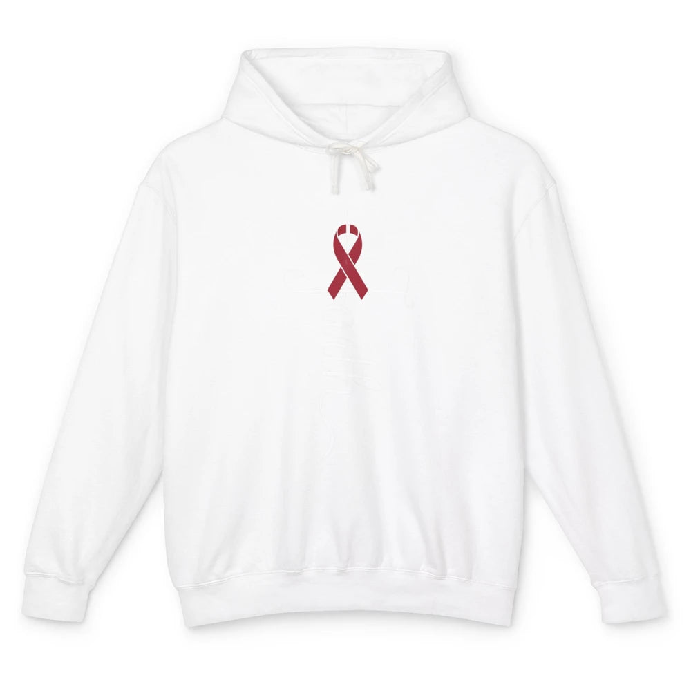 Burgundy Ribbon Faith God Multiple Myeloma Cancer Awareness Unisex Lightweight Hoodie