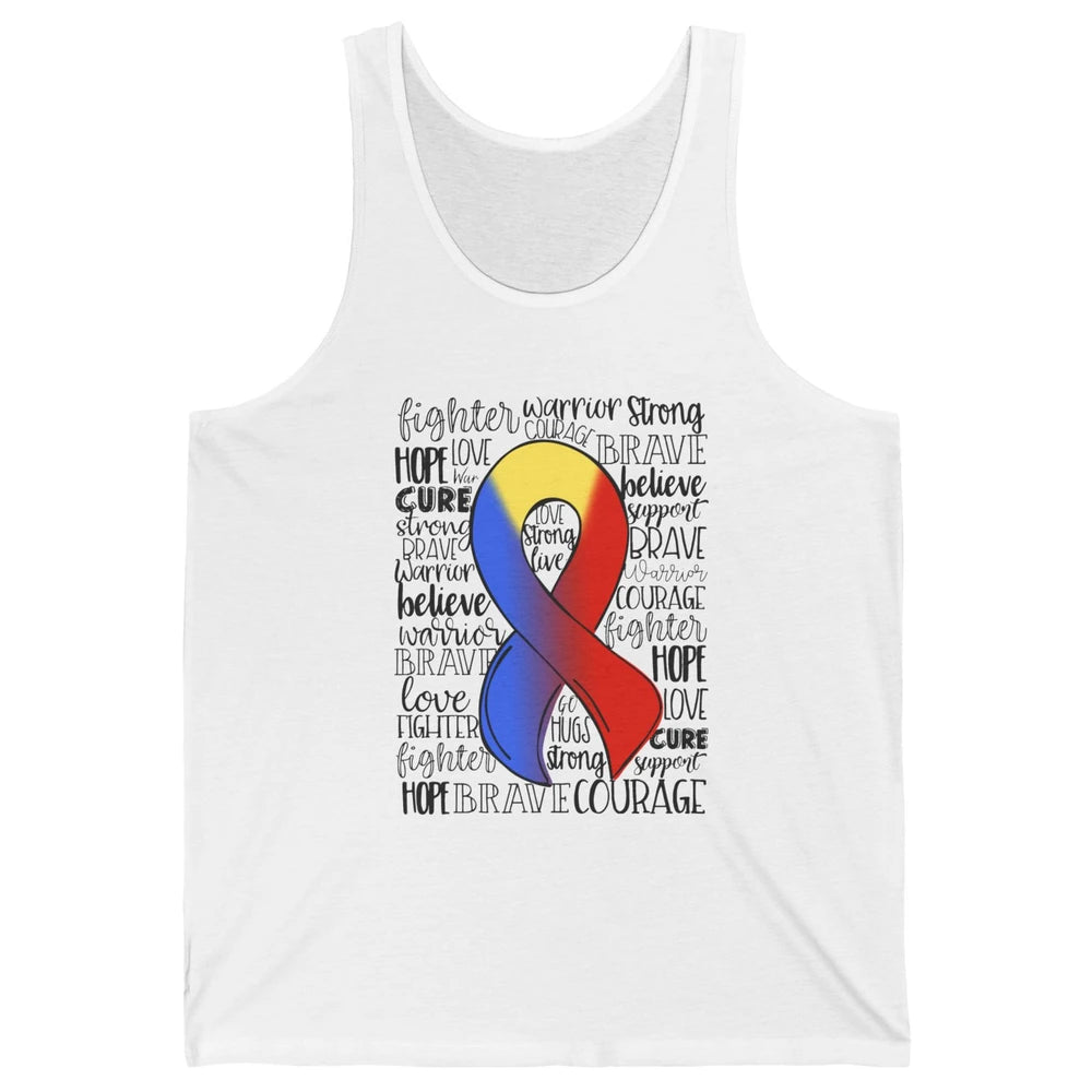 Thoracic Outlet Syndrome Awareness Blue Red Ribbon Hope Love Unisex Jersey Tank