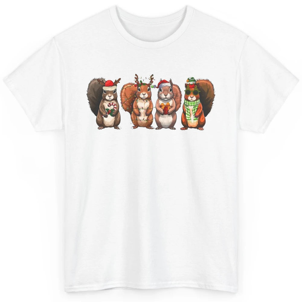 Squirrel Christmas Lights Funny Squirrel Santa Xmas Holiday Classic Unisex T-Shirt