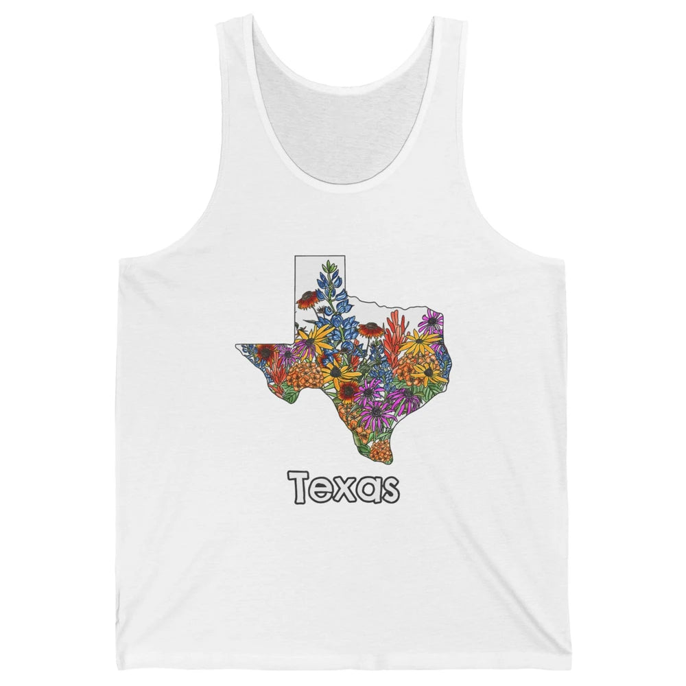 Texas Map Pride Wildflower Western Country Bluebonnet Flower Unisex Jersey Tank