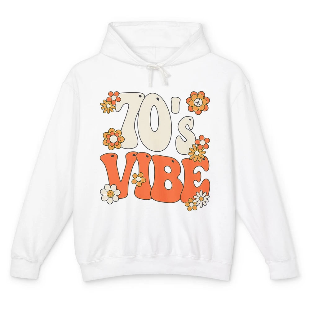 Retro 70s Vibe Groovy Smile Daisy Hippie Positive 1970 Party Unisex Lightweight Hoodie