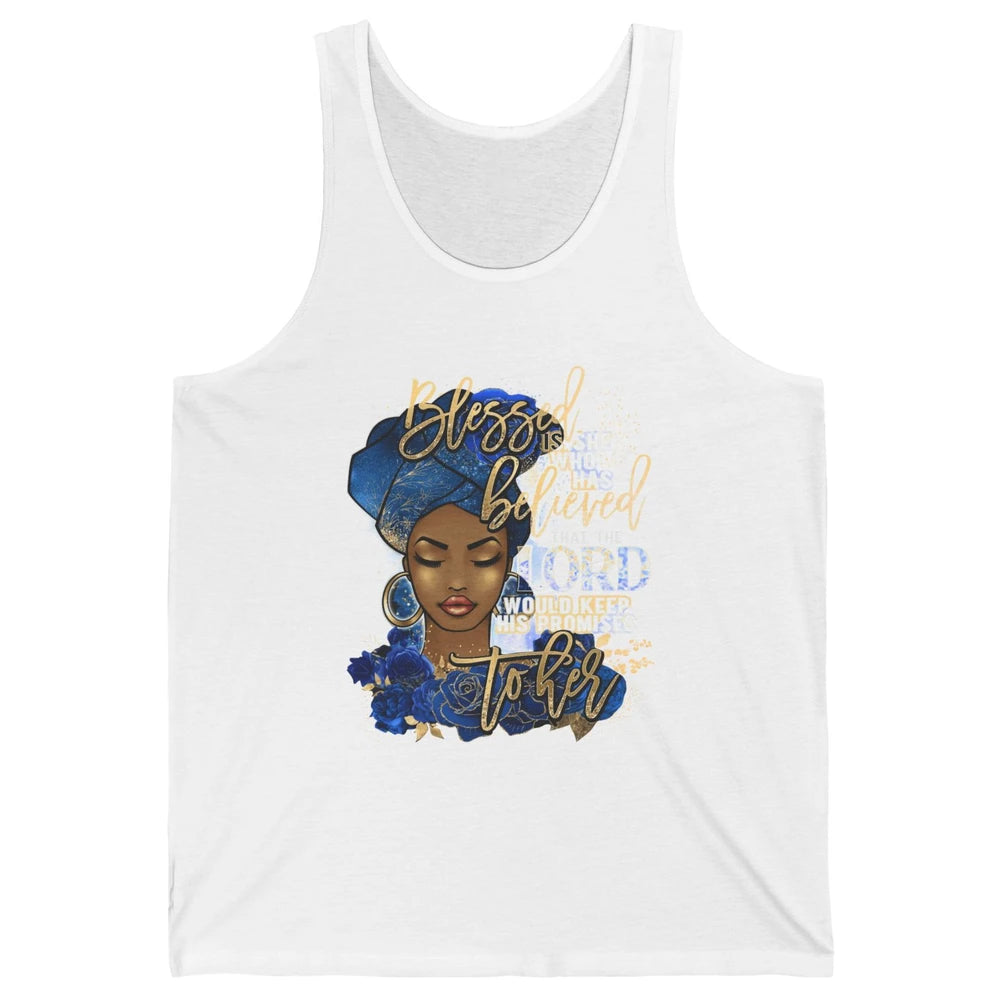 Black Woman Blessed Is She Who Believed God Christian Unisex Jersey Tank