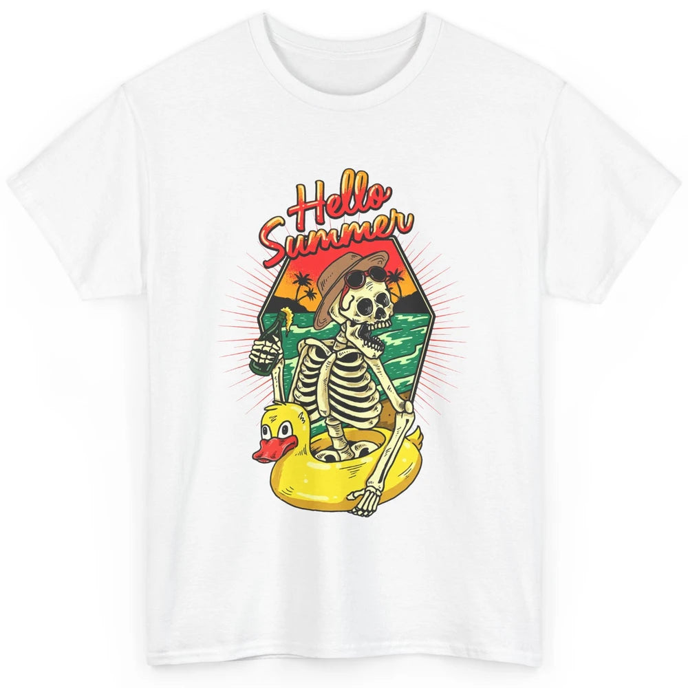 Summer Vibes Skeleton Funny Skeleton On Beach Sunset Classic Unisex T-Shirt