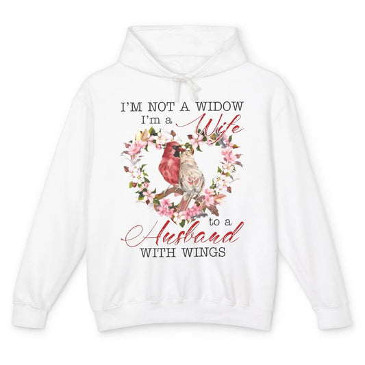 Cardinal Husband In Heaven I'm Not Widow Angel Loving Memory Unisex Lightweight Hoodie