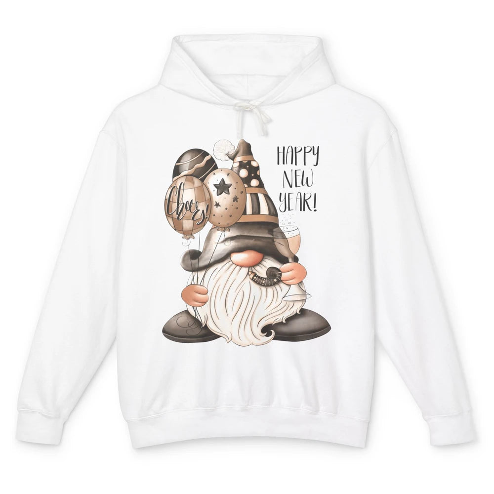 Happy New Year Gnome Champagne New Year Eve Cheer Gnomies Unisex Lightweight Hoodie