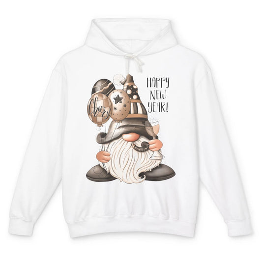 Happy New Year Gnome Champagne New Year Eve Cheer Gnomies Unisex Lightweight Hoodie