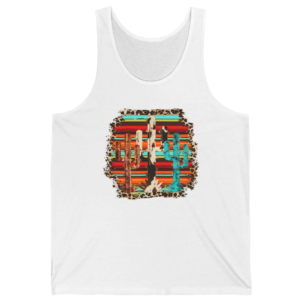 Western Country Cactus Cowhide Serape Turquoise Leopard Unisex Jersey Tank