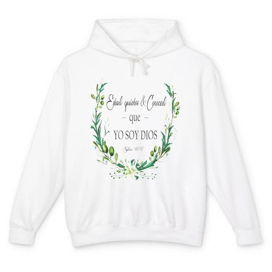 Floral Spanish Bible Verse Estad Quietos Conoced Yo Soy Dios Unisex Lightweight Hoodie