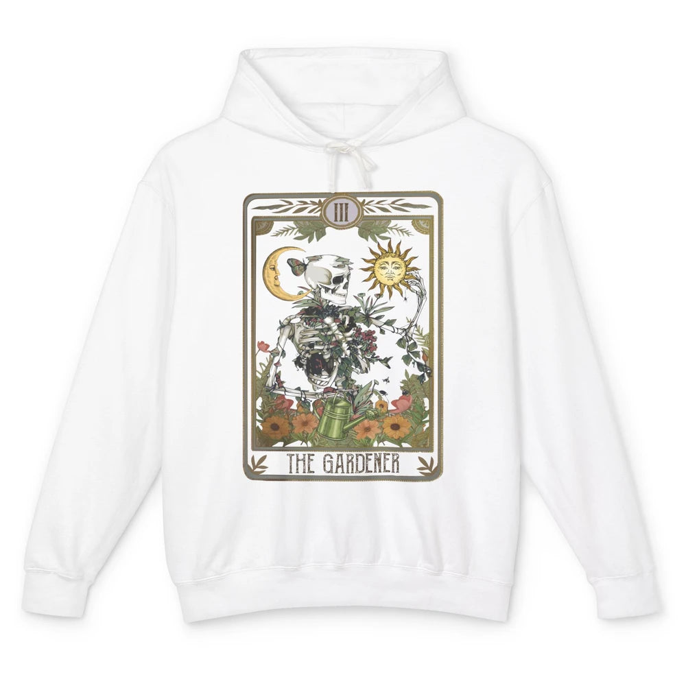 Floral Skeleton Gardening Tarot The Gardener Plant Lovers Unisex Lightweight Hoodie